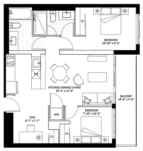 Floor plan Diamond 3 - Plan DD 2 Bed 2 Bath
