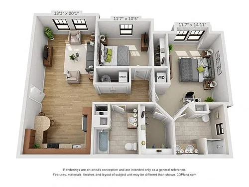 Floor plan Brownstone Two Bedroom