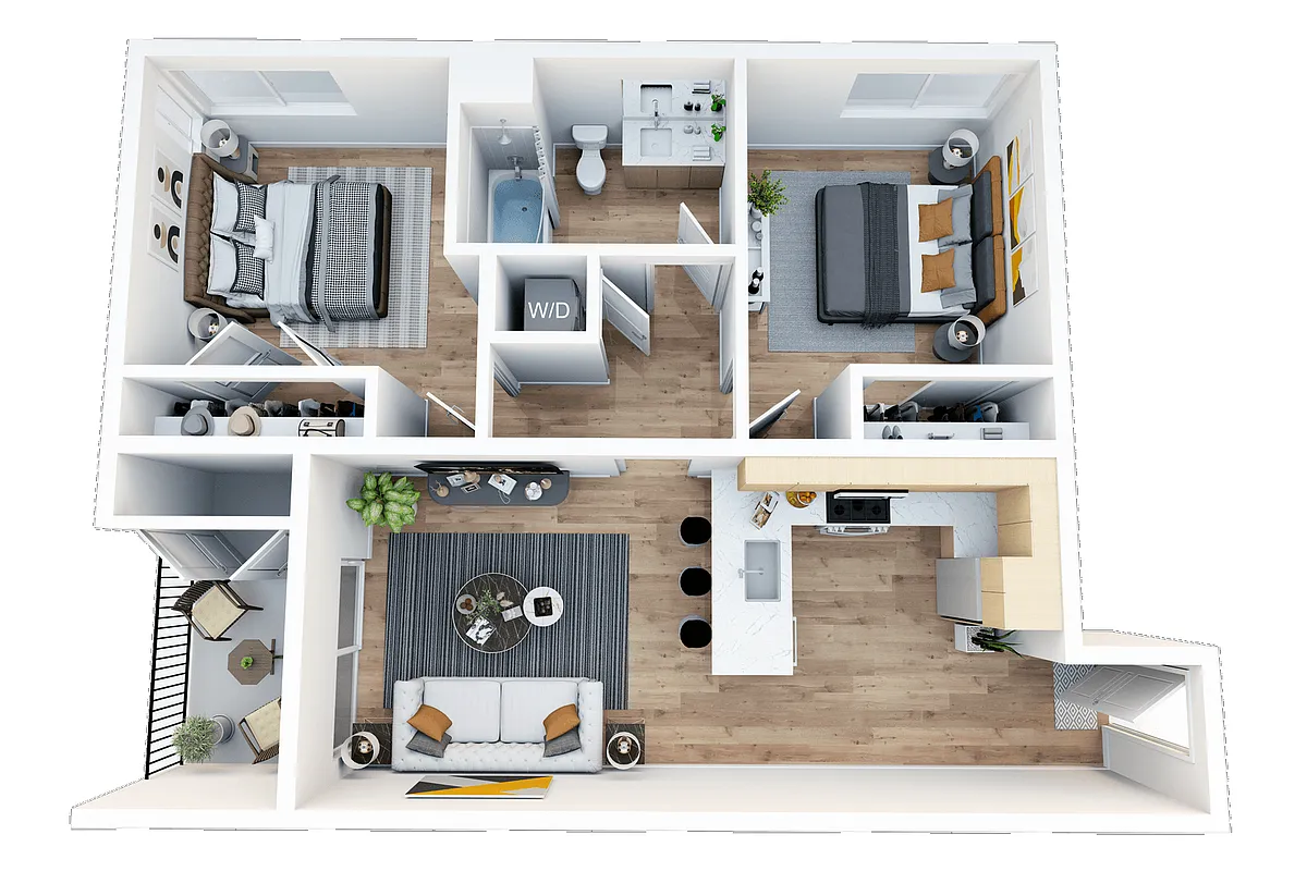 Floor plan 2 Bedroom, 1 Bath B