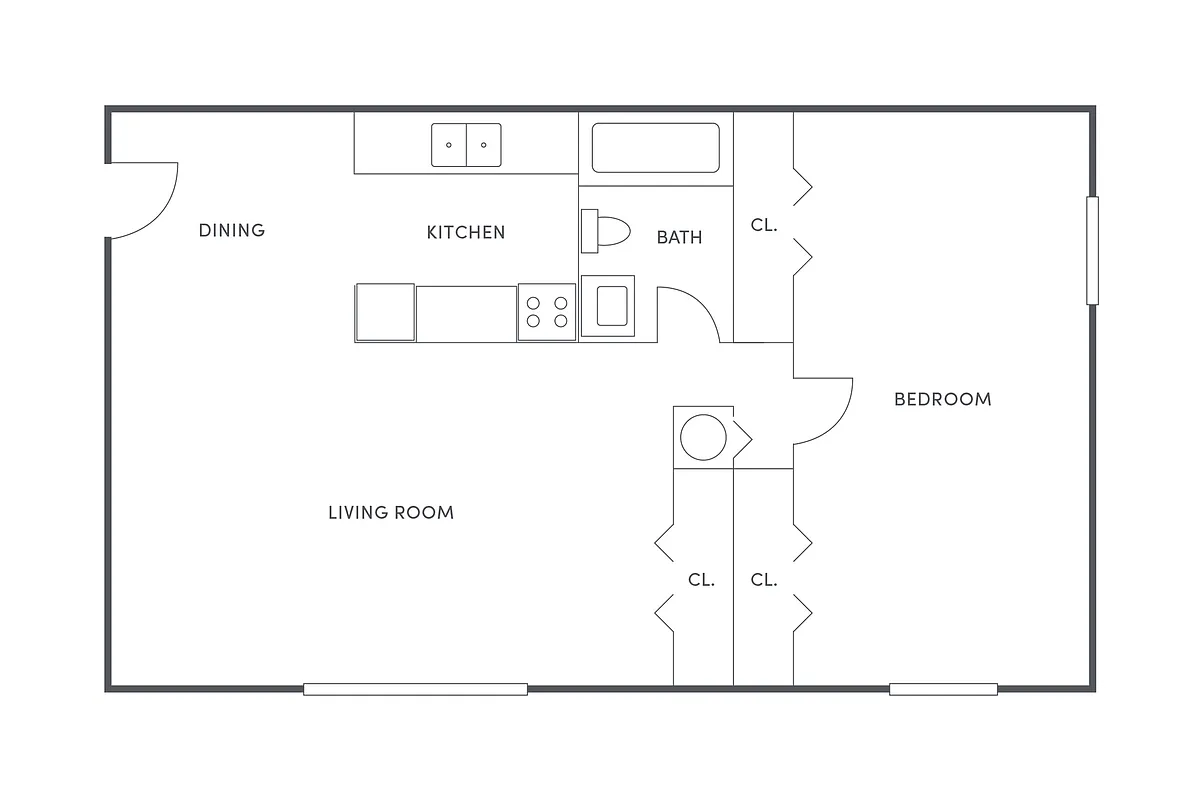 Floor plan 1 BR (Plus), 1 BA- Premium