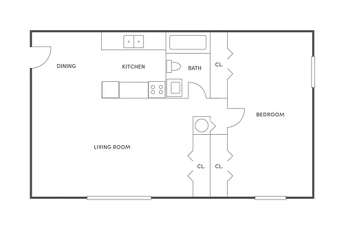 Floor plan 1 BR (Plus), 1 BA- Upgrade