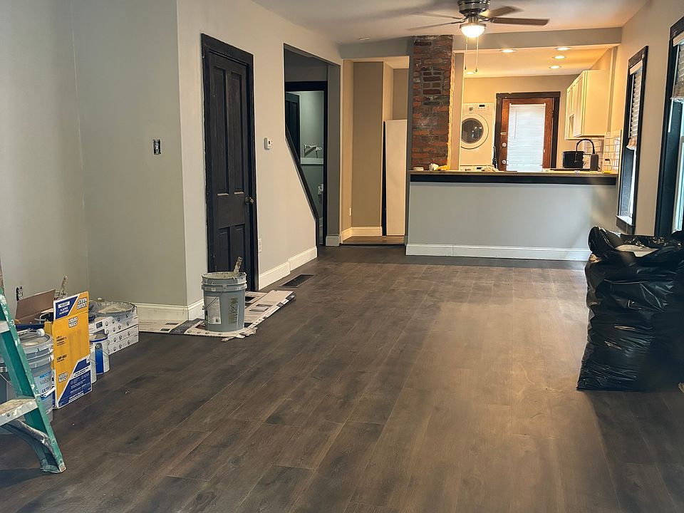 View from front door entrance, open living and dining room.