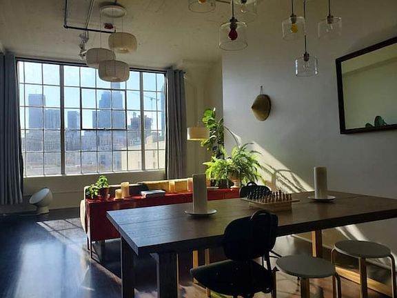 City view from the living room. West exposure