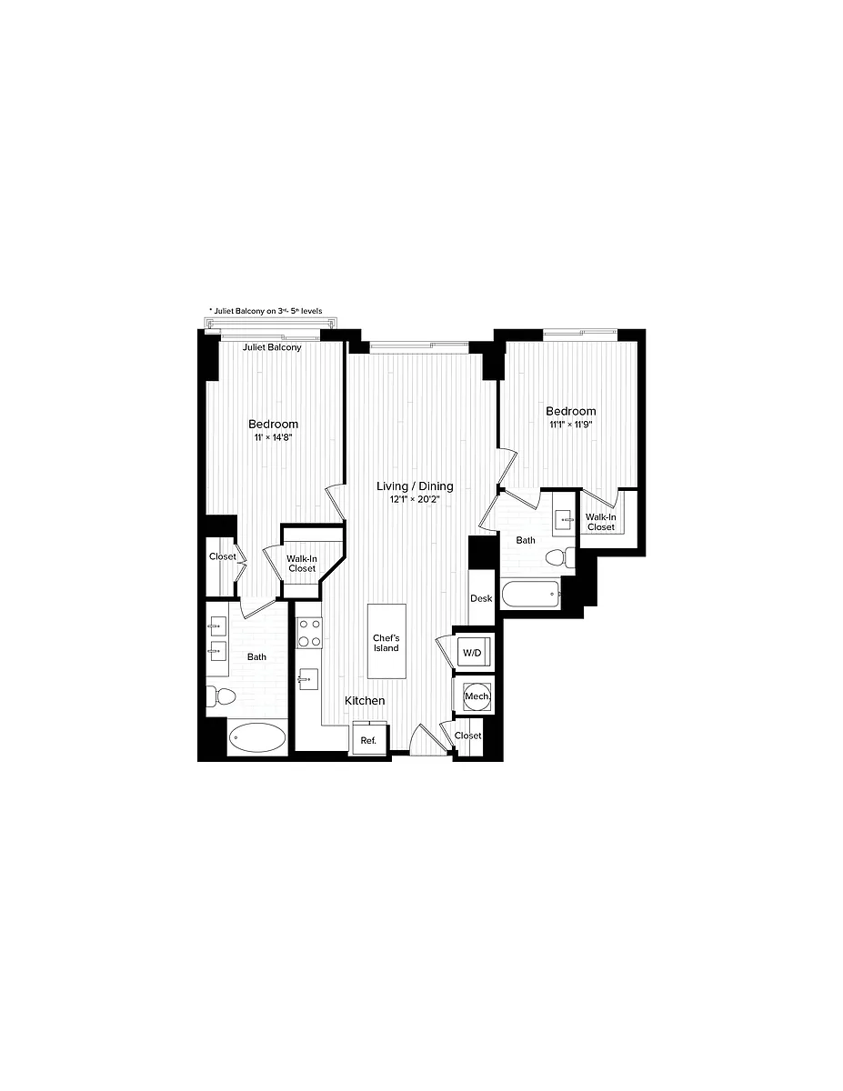 Floor plan C01a Two Bedroom Two Bath