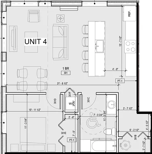 Floor plan 1 Bedroom, 1 Bathroom