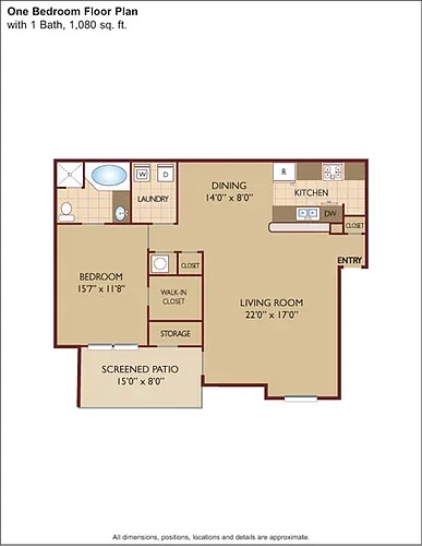 Floor plan $1.32/sq.ft. - One Bedroom