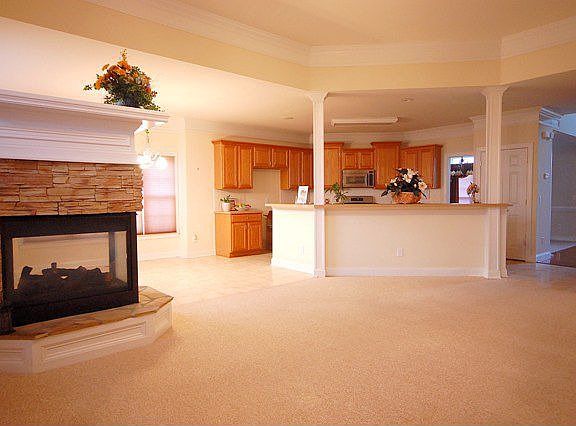 Three-sided, stack-stone, gas fireplace!