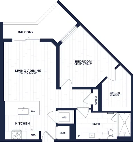 Floor plan 1 Bed/1 Bath-A5
