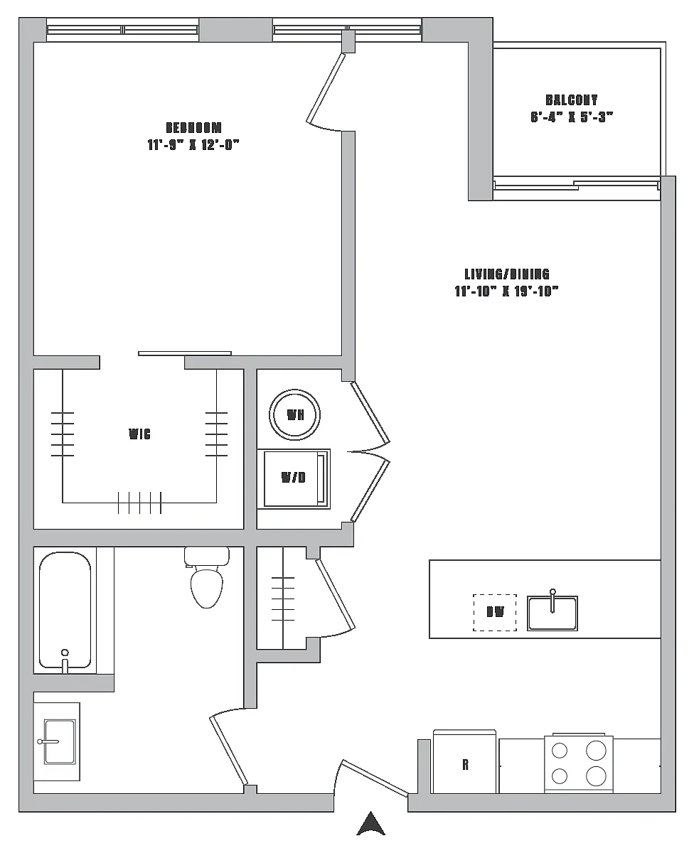 Floor plan 1 Bed-1 Bath-A3