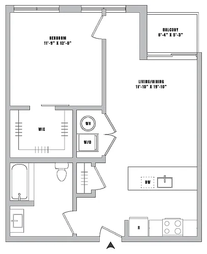 Floor plan 1 Bed-1 Bath-A3