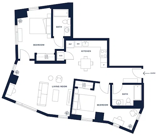 Floor plan 2 Bed/2 Bath-I