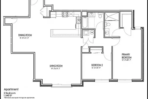 Floor plan Grand 2 Bedroom W Extended Dining