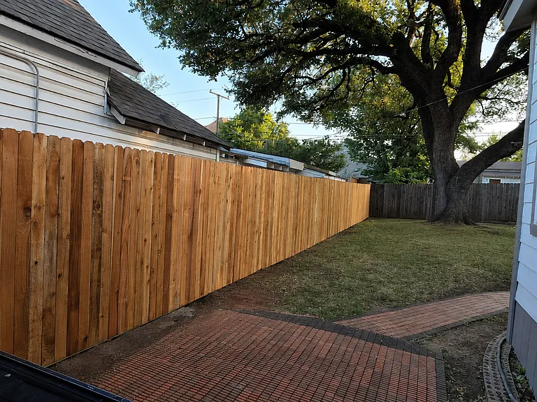 New cedar privacy fence.