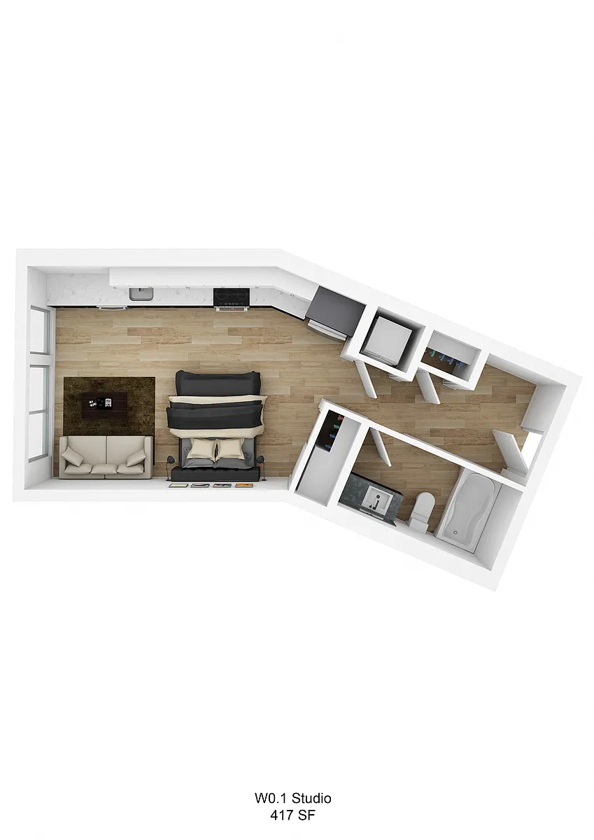 Floor plan Huron W0.1 (Studio)