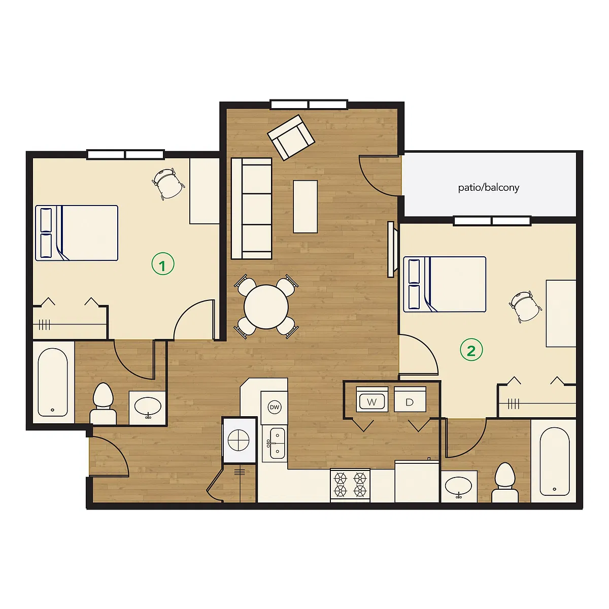 Floor plan 2x2 Deluxe