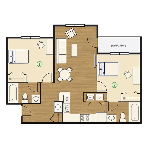 Floor plan 2x2 Deluxe
