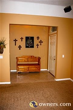Large ceramic tiled foyer entrance