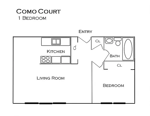 Floor plan Renovated 1 Bedroom 1 Bath