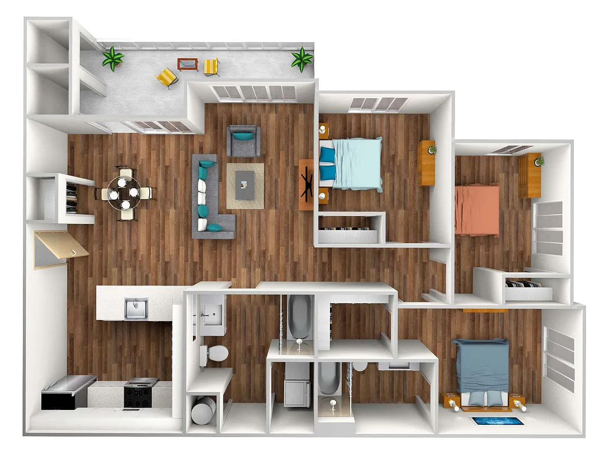 Floor plan Three-Bedroom
