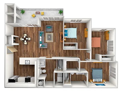 Floor plan Three-Bedroom
