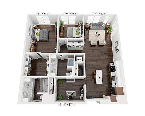 Floor plan Two Bedroom B2DD
