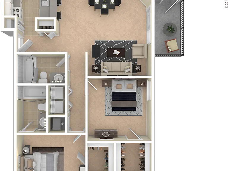 2.2B: Beds - 2: Baths - 2: SqFt Range - 923 to 923