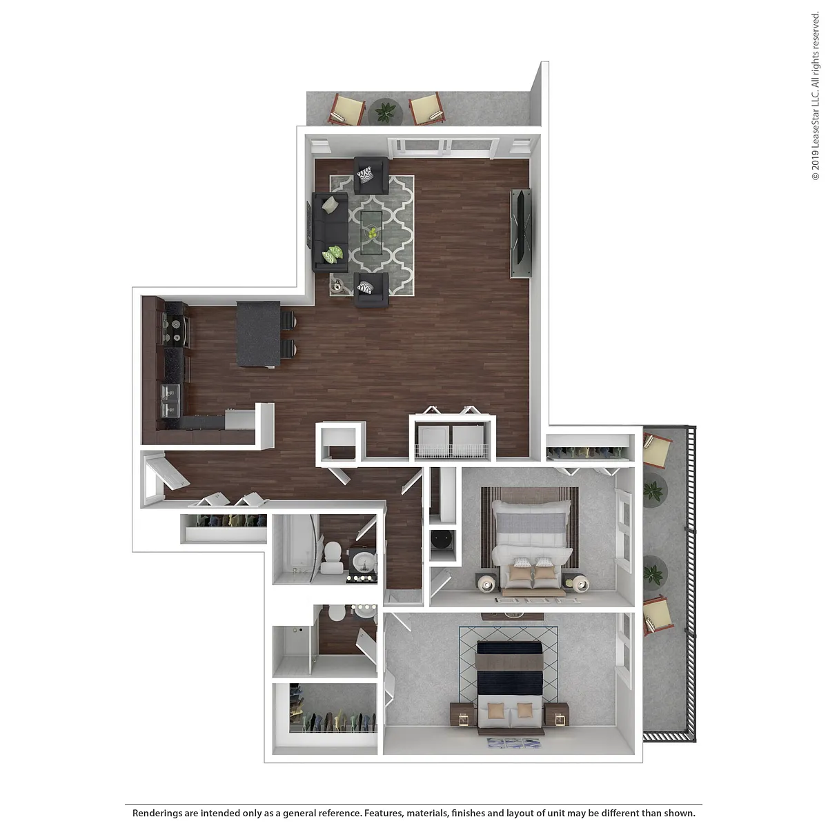 Floor plan 2 Bedroom 2 Bath End Unit