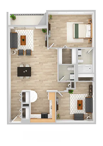 Floor plan One Bedroom with Den