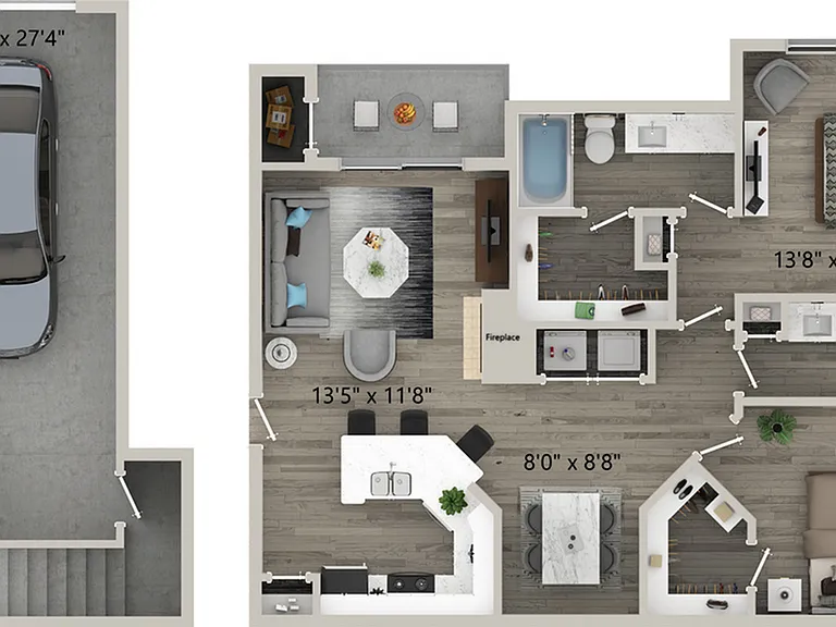2X2 1135 sqft - B4 with garage 2X2 1135 sqft - B4 with garage