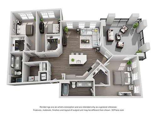 Floor plan D9 3 Bedroom 2 Bath