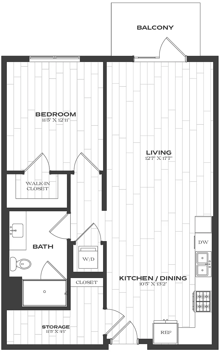 Floor plan 1 Bed/1 Bath-A7a