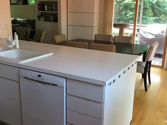 Kitchen island and dining room