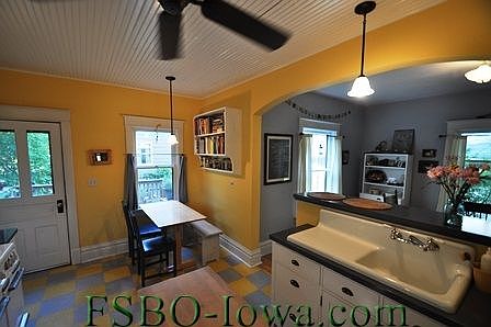 Kitchen opens to dining room