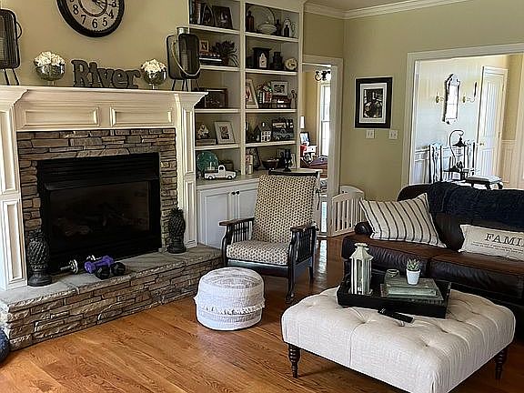 Living area with fireplace