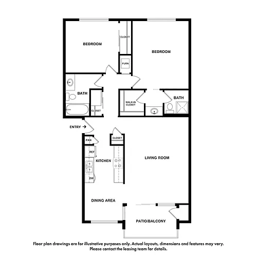 Floor plan 2x2 A - Creekside