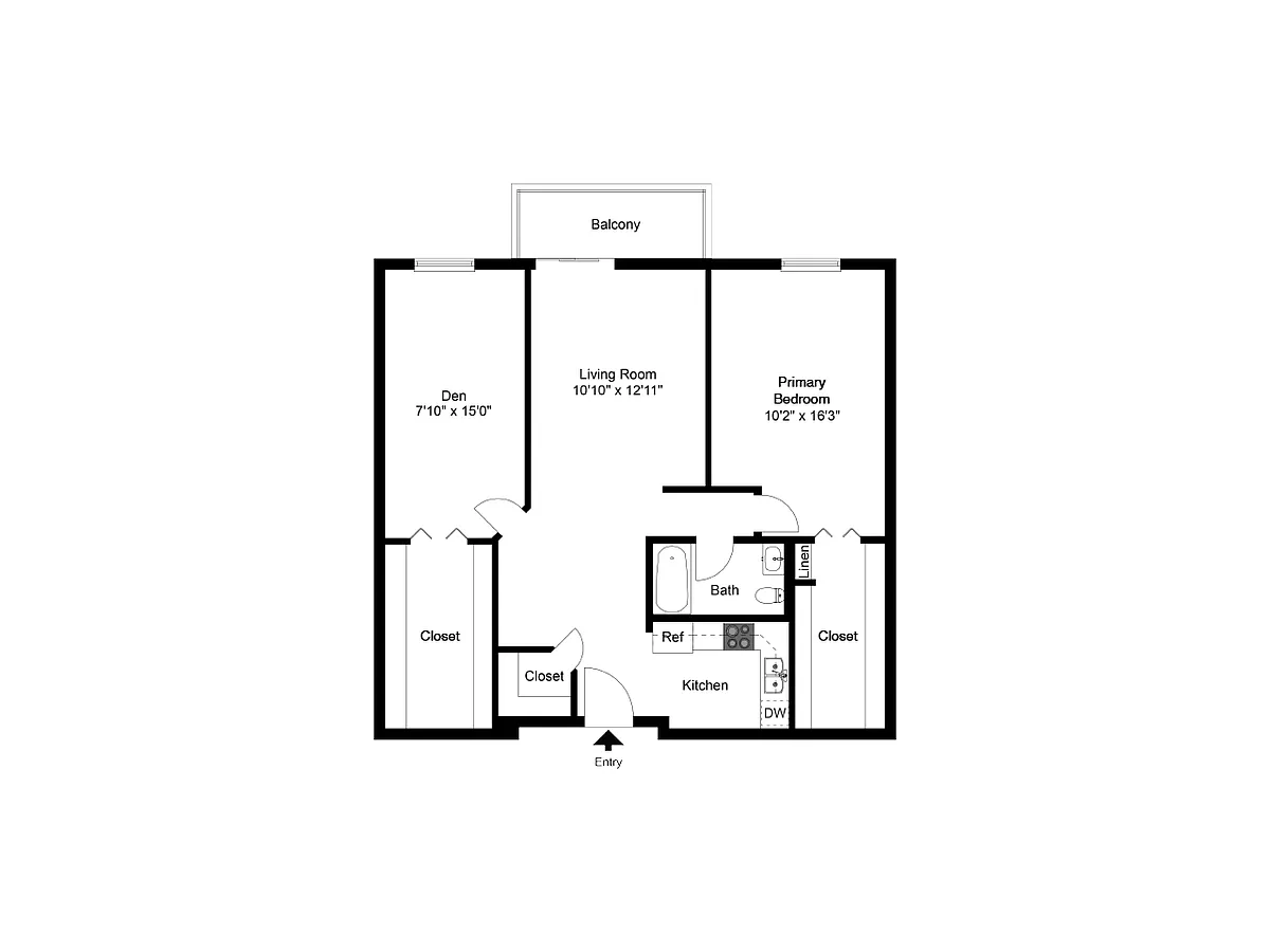 Floor plan One Bedroom Den
