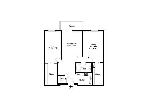 Floor plan One Bedroom Den