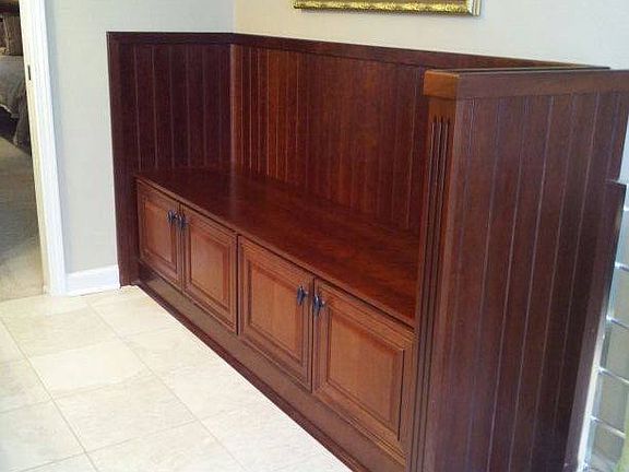 built-in bench master bath