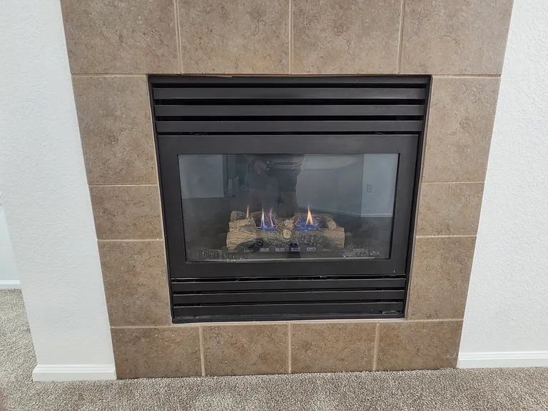 Gas fireplace with space above to TV Screen