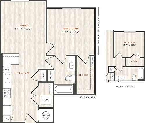 Floor plan 1 Bed/1 Bath-A1