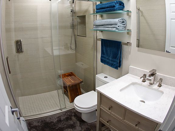 Luxury walk-in rain shower.