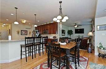 Breakfast room looking over the counter to the kitchen.