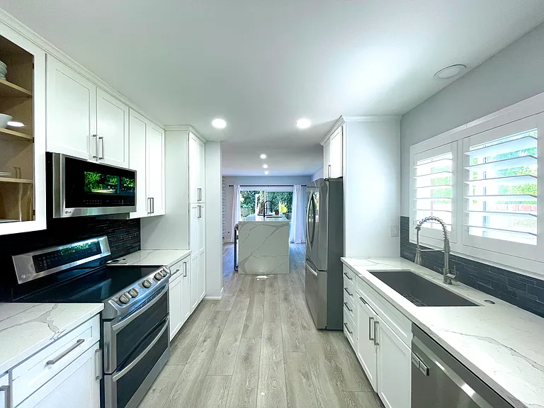 Kitchen and island