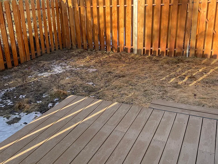 Deck and Back yard just off the kitchen.