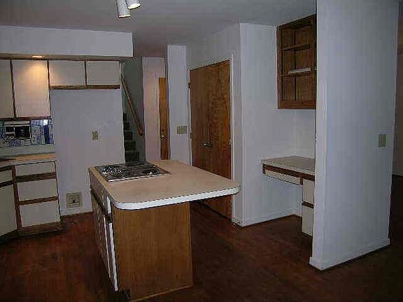 Kitchen desk and shelves for cookbooks