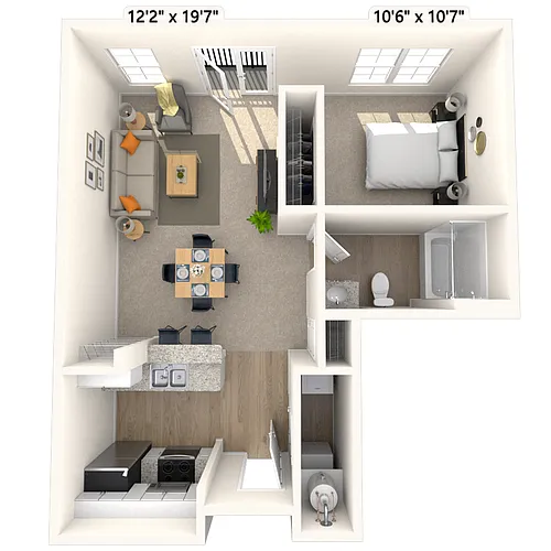 Floor plan Studio 0x1 622-885 SF