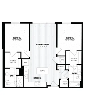 Floor plan 2 Bed/2 Bath-E2.2