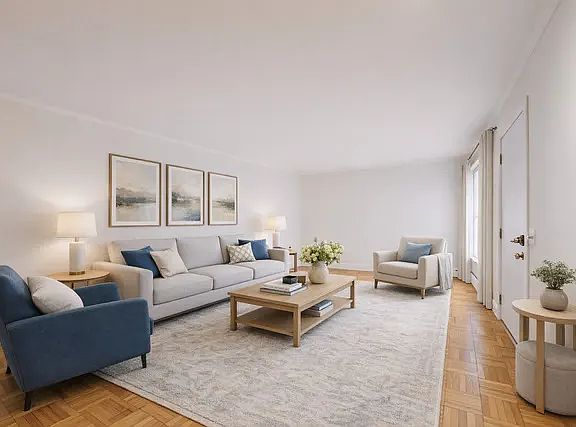 *staged photo*
Front entry, living room