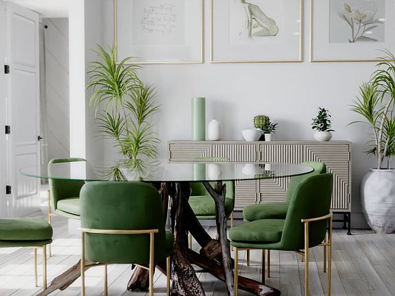 Virtually rendered dining room of the Plan 7 at Villas in Buena Park.