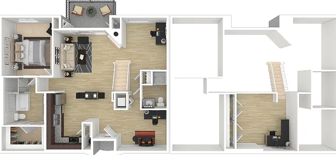 Two Bedroom/Two Bath E Floorplan Diagram
